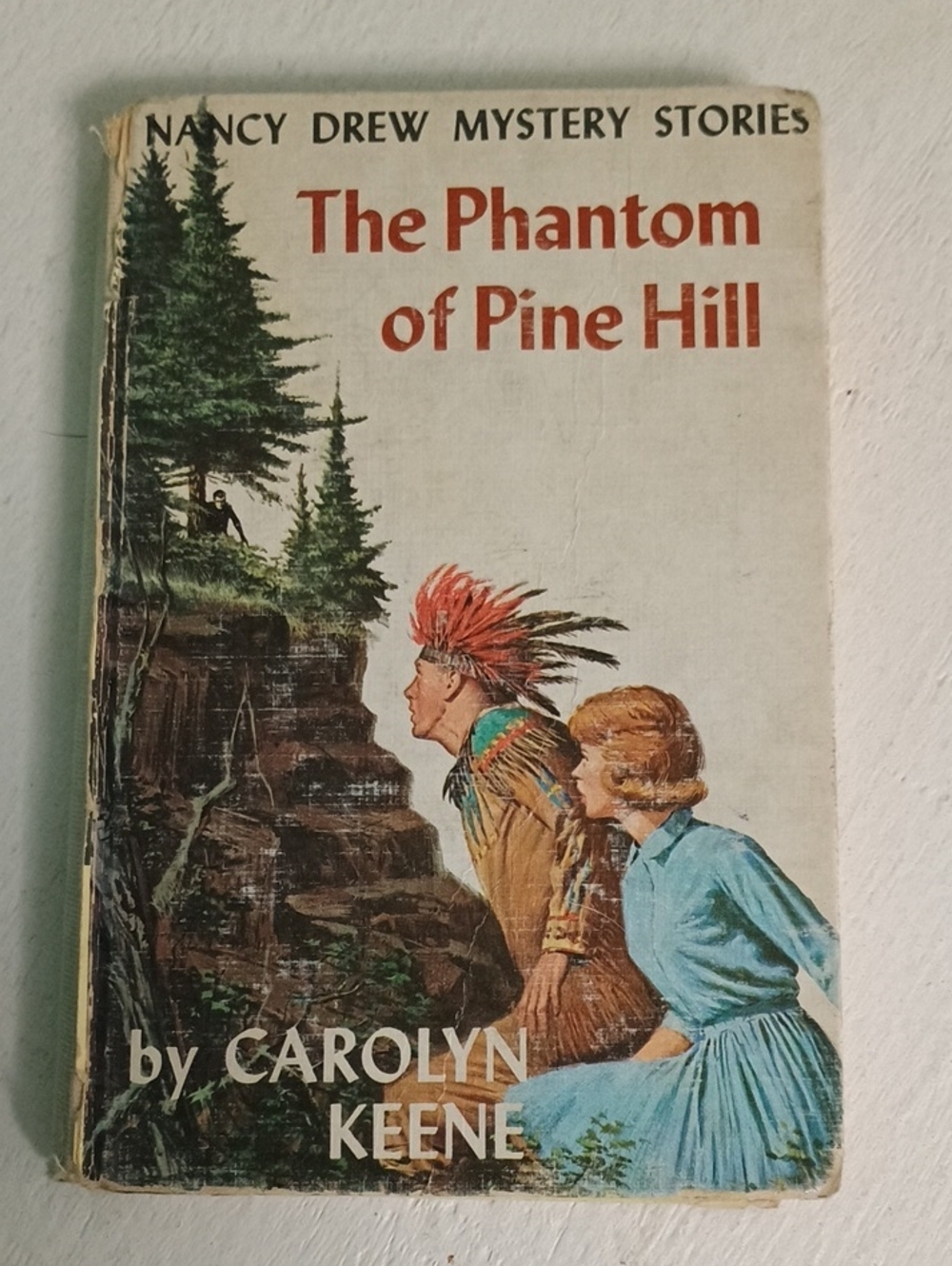 Nancy Drew "The Phantom of Pine Hill" Paperback Book - Red, Blue, Brown Cover